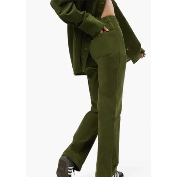 NWT!! WEWOREWHAT Elastic Back Corduroy Pants Basil Green Preppy Academia X-Small - Picture 7 of 16